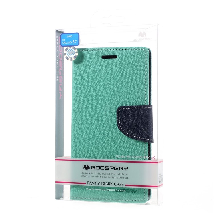 MERCURY GOOSPERY Leather Phone Case for Samsung Galaxy S7 - Cyan-10