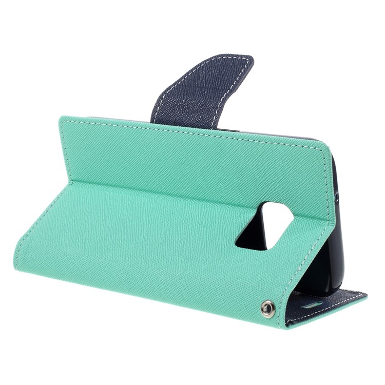MERCURY GOOSPERY Leather Phone Case for Samsung Galaxy S7 - Cyan-5