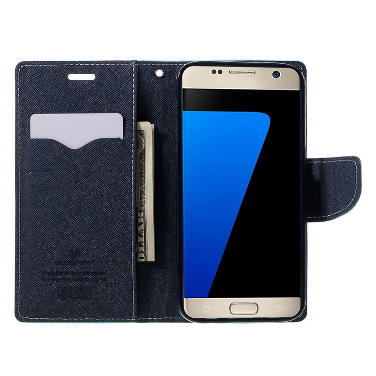 Mercury Goospery de Cuero Para Samsung Galaxy S7, Cubierta Protectora de Billetera - Cian