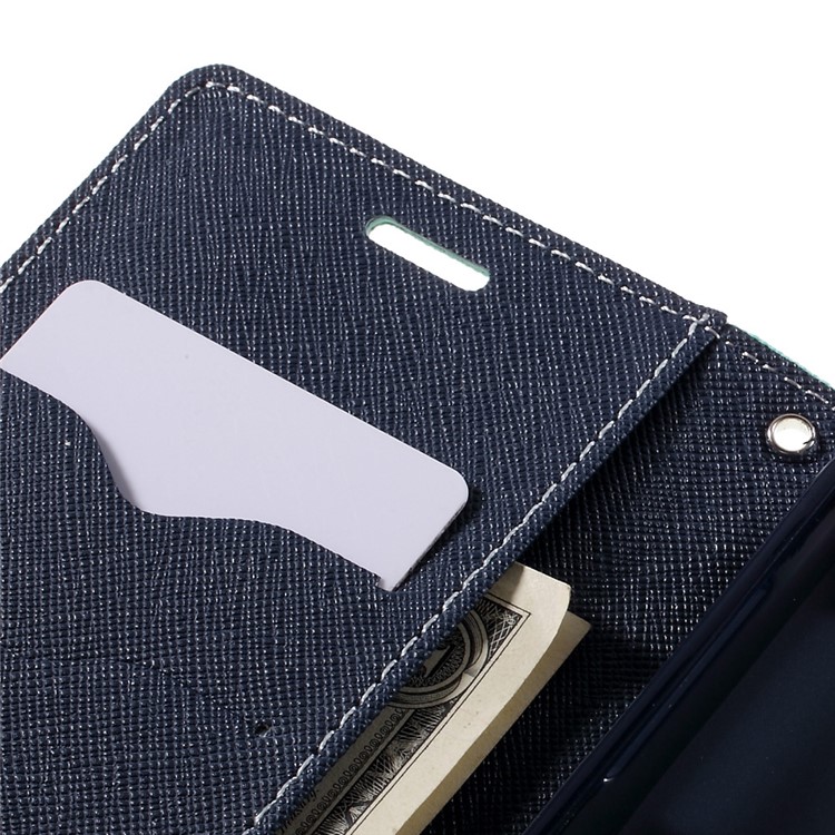 Mercury Goospery de Cuero Para Samsung Galaxy S7, Cubierta Protectora de Billetera - Cian