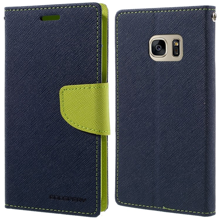 Меркурий goospery кожаный чехол стенд для samsung galaxy s7 - темно-синий