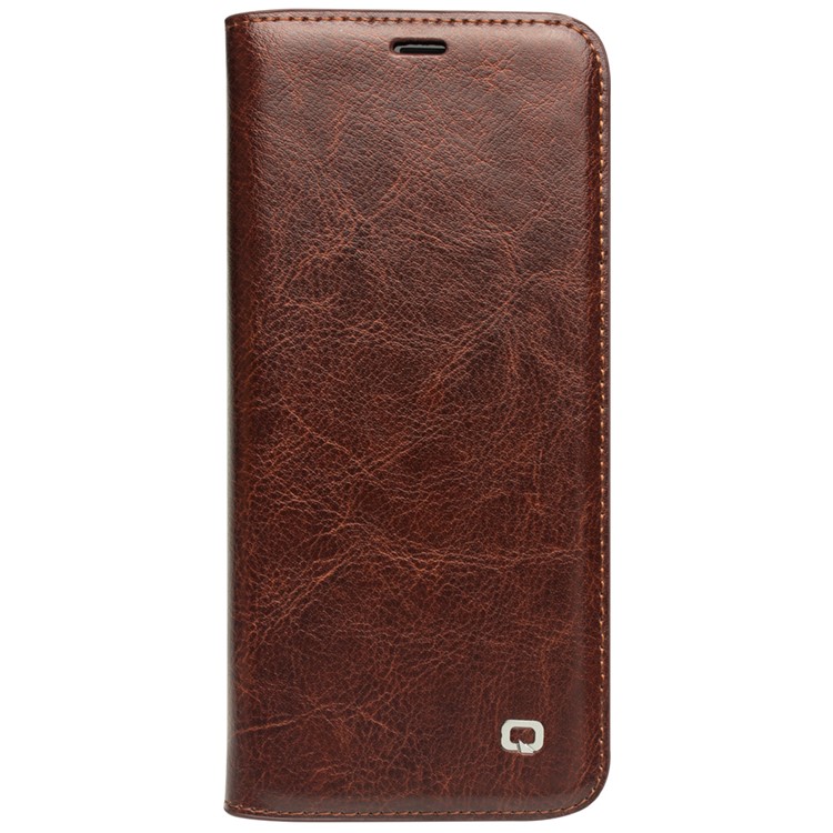 QIALINO Für Samsung Galaxy S9 Plus G965 Echtes Leder Flip Handy-Cover - Braun-3