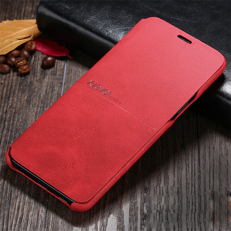 X-LEVEL Leather Stand Phone Folio Cover for Samsung Galaxy S9 G960 - Red-1