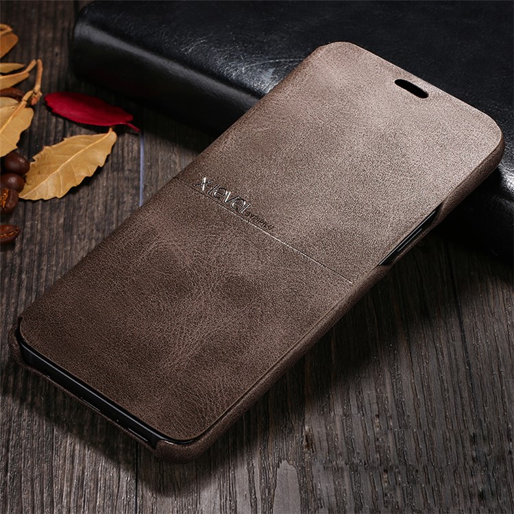 X-LEVEL Stand Leather Phone Folio Cover Case for Samsung Galaxy S9 G960 - Coffee-1