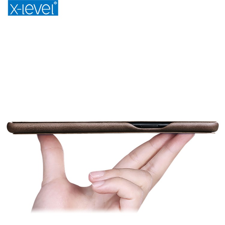 X-LEVEL Stand Leather Phone Folio Cover Case for Samsung Galaxy S9 G960 - Coffee-4