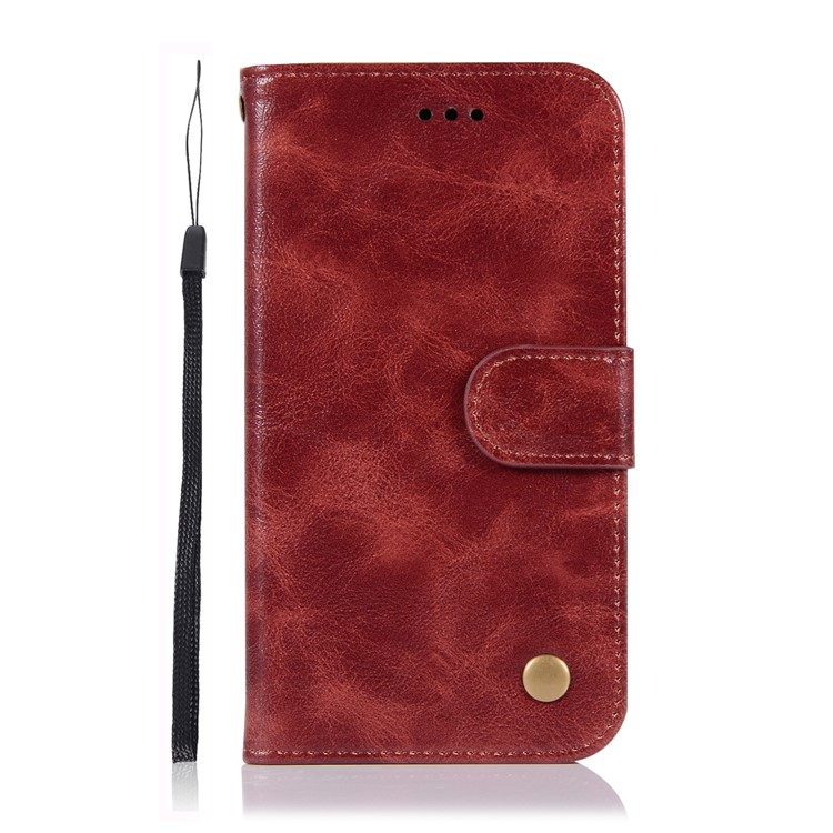 Premium Vintage PU Leather Wallet Stand Phone Case Cover for Samsung Galaxy J2 Pro 2018 - Wine Red-3