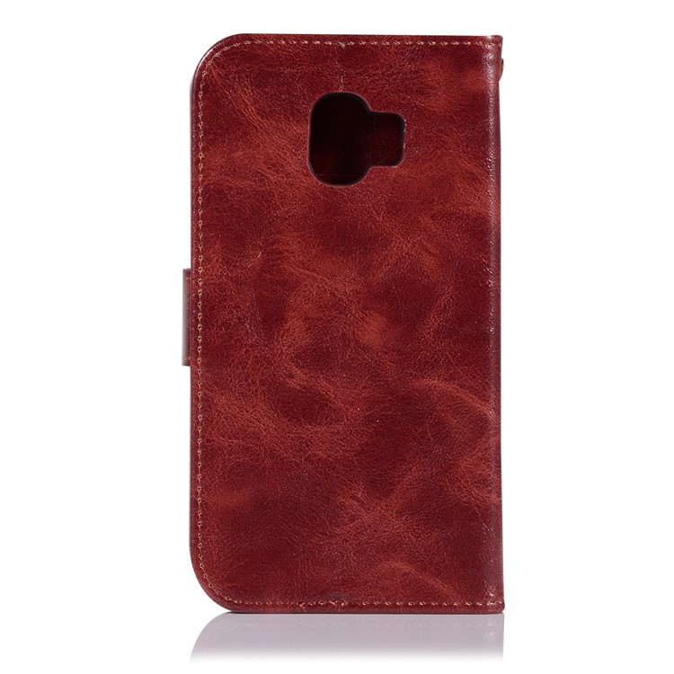 Premium Vintage PU Leather Wallet Stand Phone Case Cover for Samsung Galaxy J2 Pro 2018 - Wine Red-5