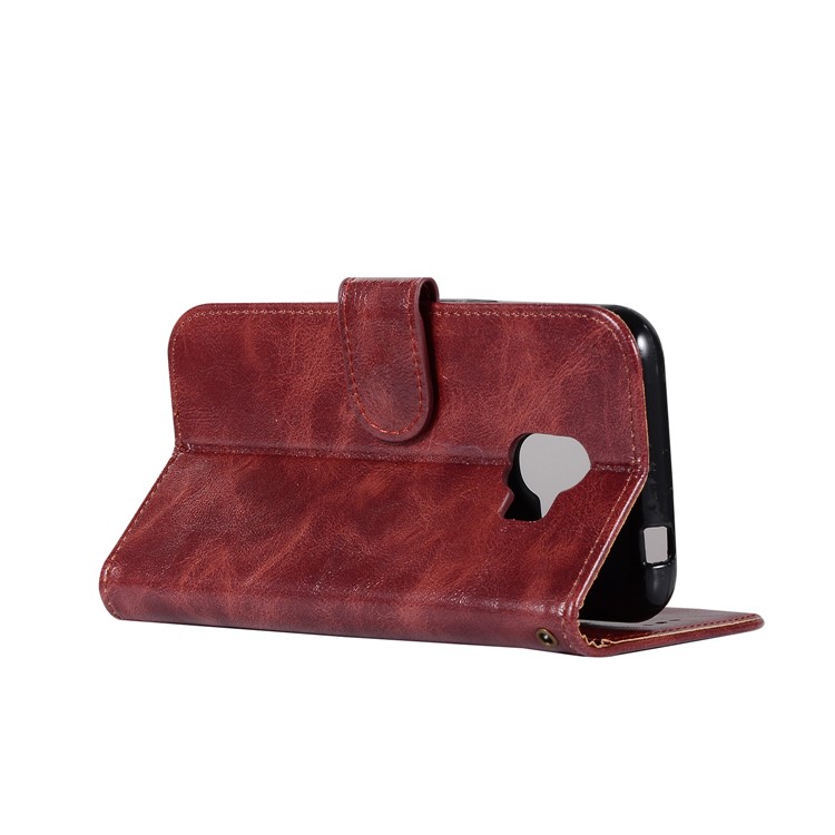 Premium Vintage PU Leather Wallet Stand Phone Case Cover for Samsung Galaxy J2 Pro 2018 - Wine Red-9