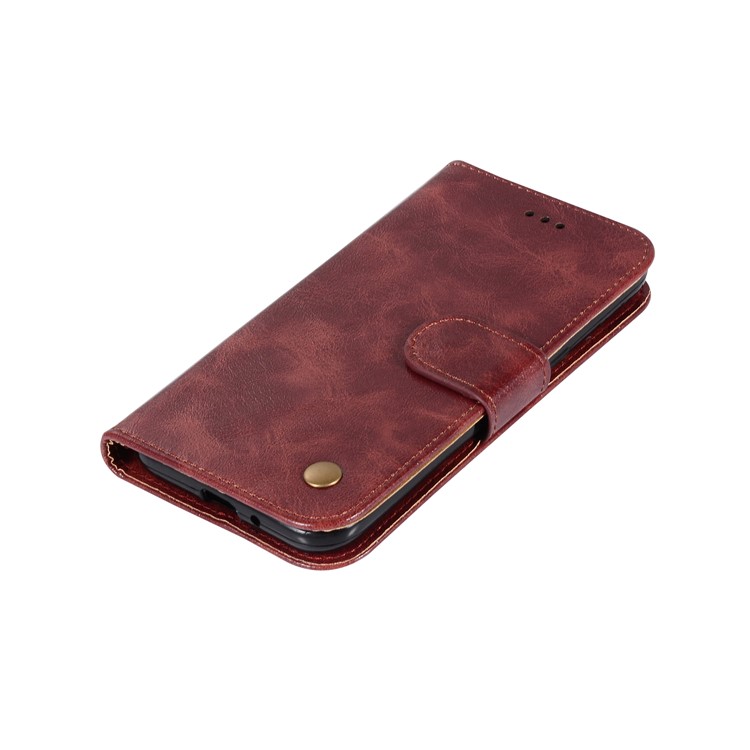 Premium Vintage PU Leather Wallet Stand Phone Case Cover for Samsung Galaxy J2 Pro 2018 - Wine Red-13