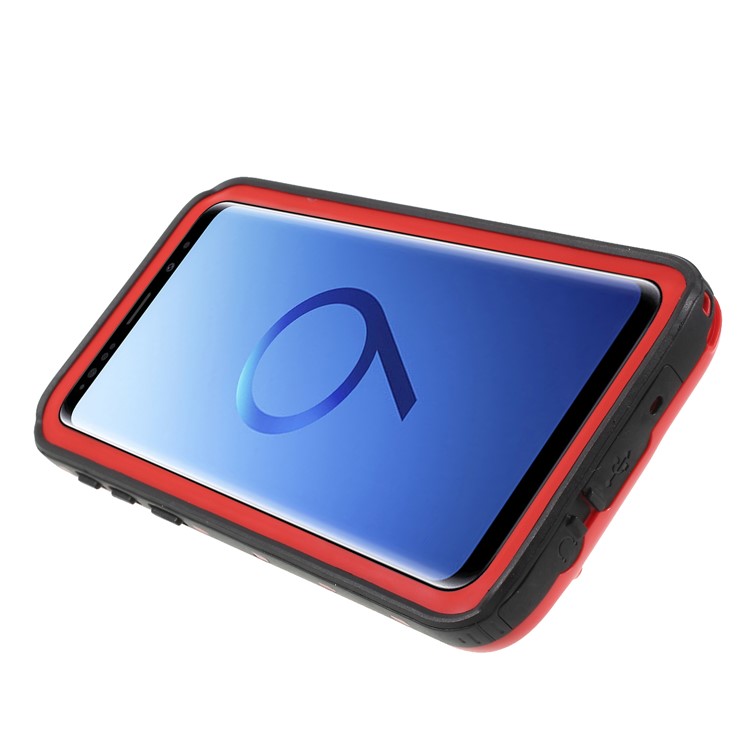 REDPEPPER Dustproof Snowproof Waterproof TPU + PC Case with Kickstand for Samsung Galaxy S9 SM-G960 - Red-4