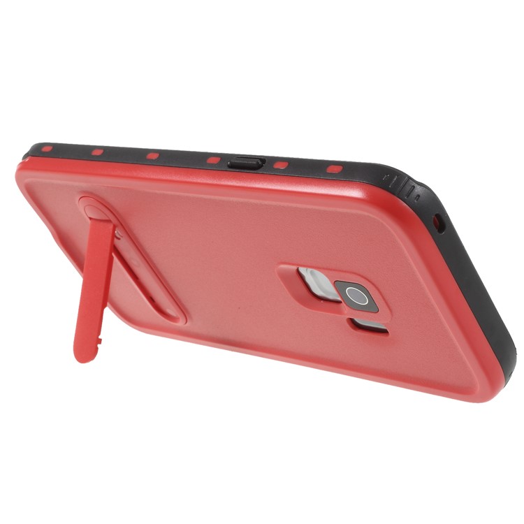 REDPEPPER Dustproof Snowproof Waterproof TPU + PC Case with Kickstand for Samsung Galaxy S9 SM-G960 - Red-6