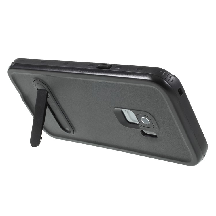 REDPEPPER Dustproof Snowproof Waterproof TPU + PC Cover with Kickstand for Samsung Galaxy S9 SM-G960 - Black-4