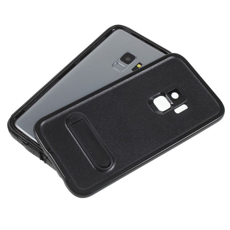 REDPEPPER Dustproof Snowproof Waterproof TPU + PC Cover with Kickstand for Samsung Galaxy S9 SM-G960 - Black-8
