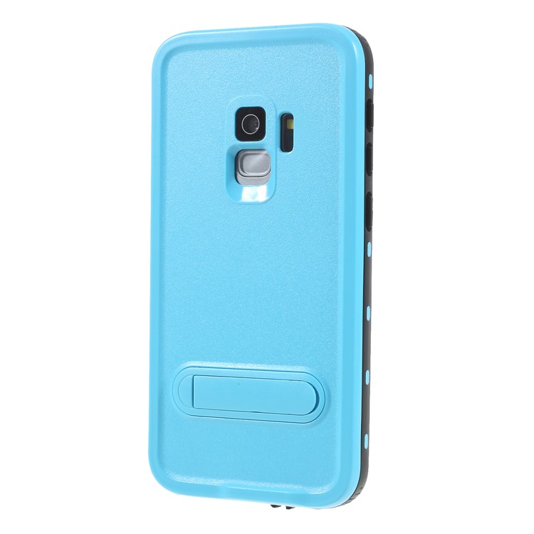 REDPEPPER Dustproof Snowproof Waterproof TPU + PC Mobile Phone Case with Kickstand for Samsung Galaxy S9 SM-G960 - Blue-1