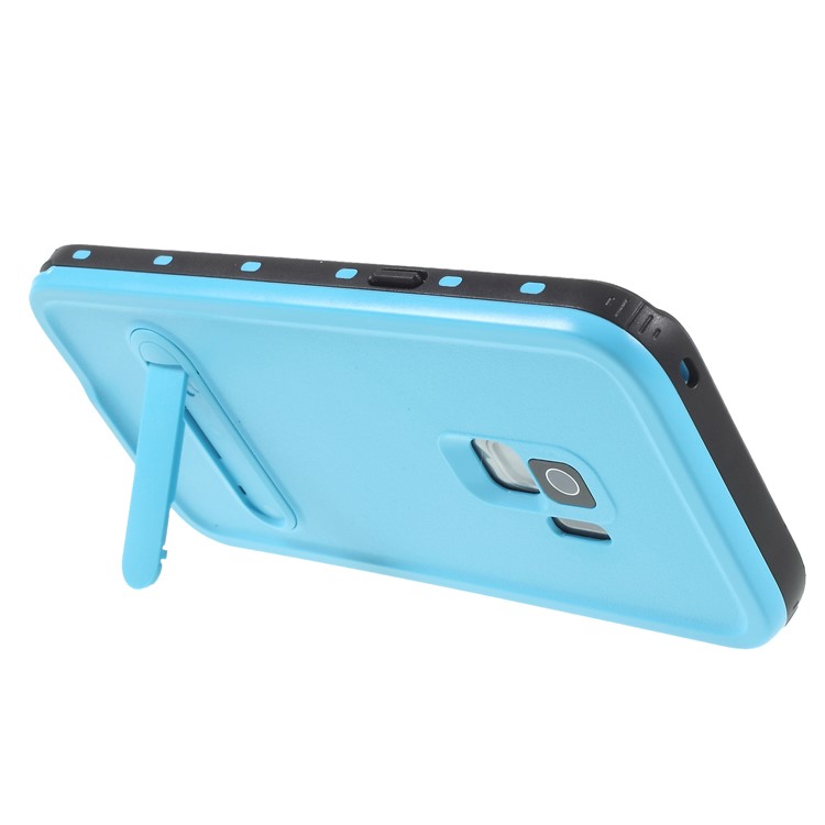 REDPEPPER Dustproof Snowproof Waterproof TPU + PC Mobile Phone Case with Kickstand for Samsung Galaxy S9 SM-G960 - Blue-4