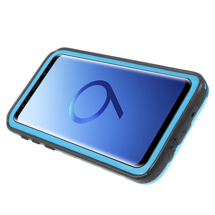 REDPEPPER Dustproof Snowproof Waterproof TPU + PC Mobile Phone Case with Kickstand for Samsung Galaxy S9 SM-G960 - Blue-5