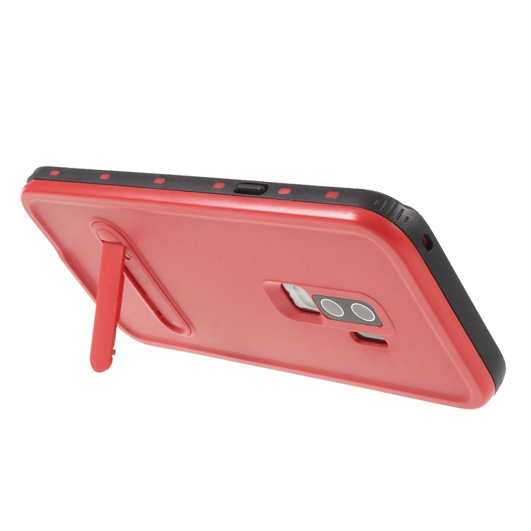 REDPEPPER Dustproof Snowproof Waterproof TPU + PC Case with Kickstand for Samsung Galaxy S9+ SM-G965 - Red-4