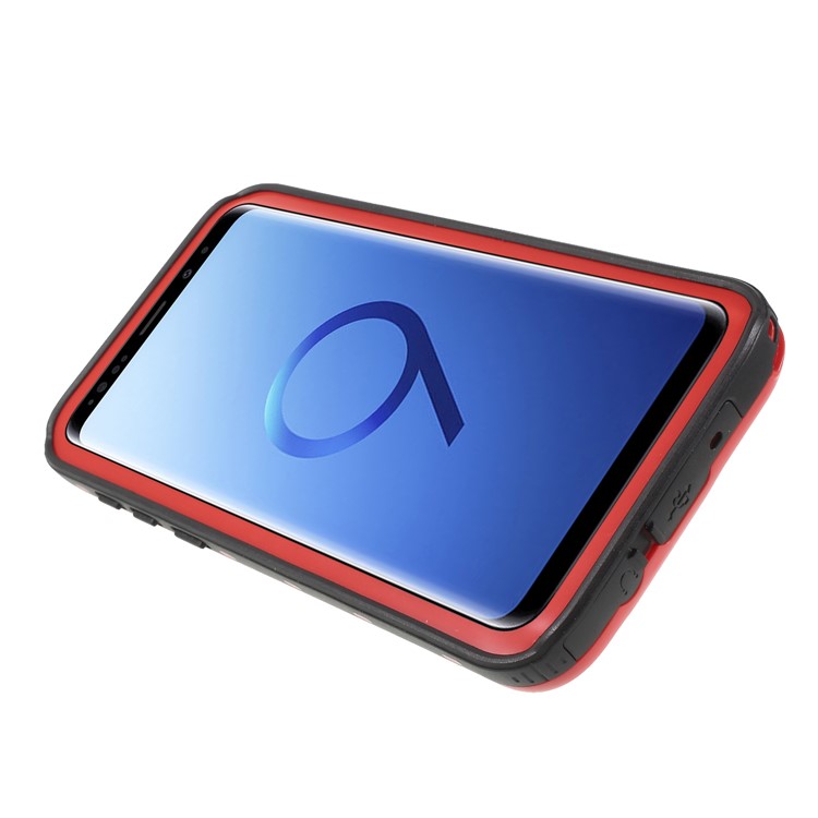 REDPEPPER Dustproof Snowproof Waterproof TPU + PC Case with Kickstand for Samsung Galaxy S9+ SM-G965 - Red-5