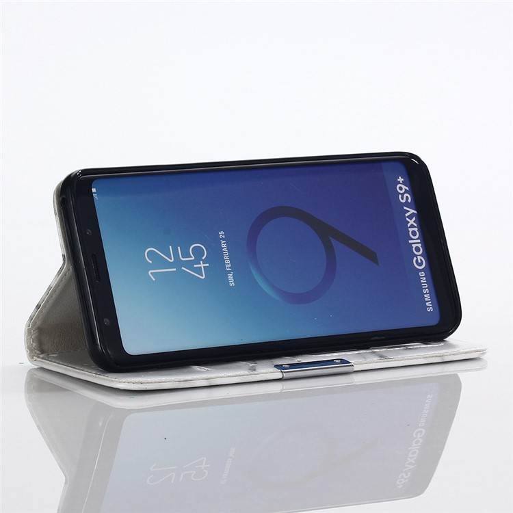 Marble Grain Wallet Leather Stand Cover for Samsung Galaxy S9+ SM-G965 - White-12