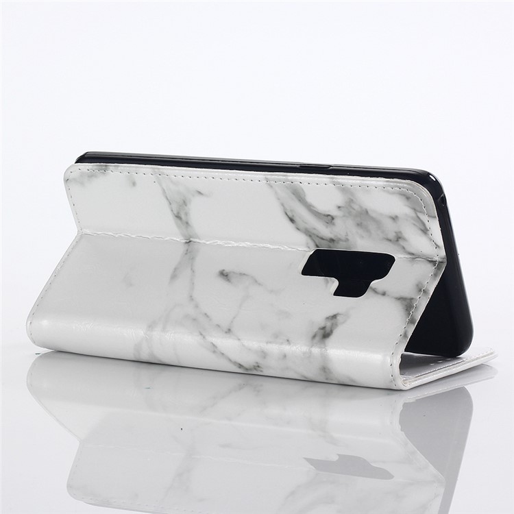Marble Grain Wallet Leather Stand Cover for Samsung Galaxy S9+ SM-G965 - White-4