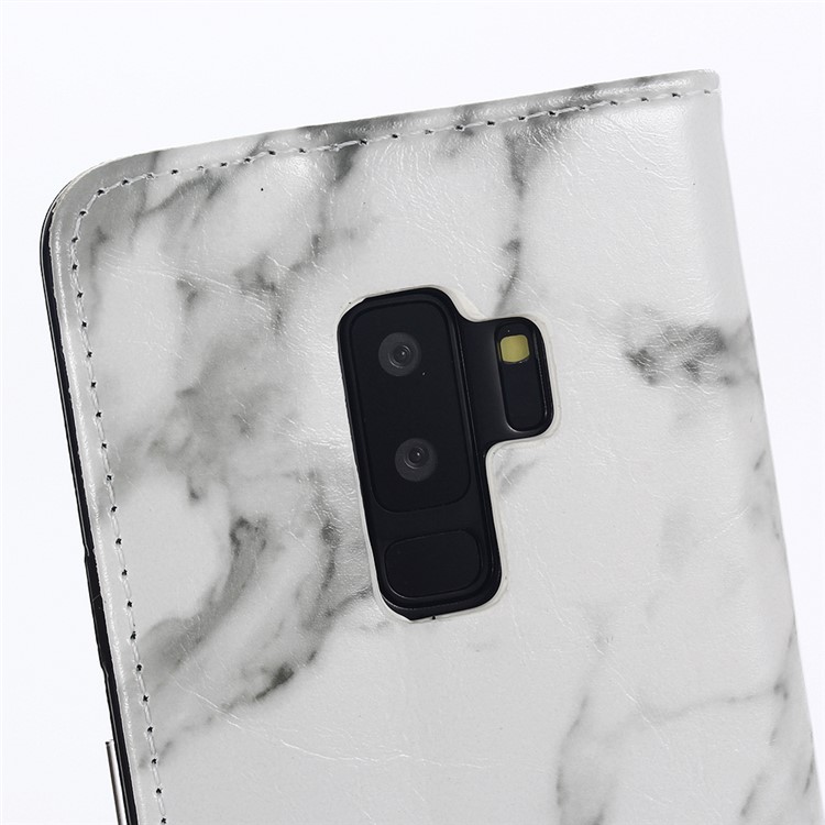 Marble Grain Wallet Leather Stand Cover for Samsung Galaxy S9+ SM-G965 - White-8