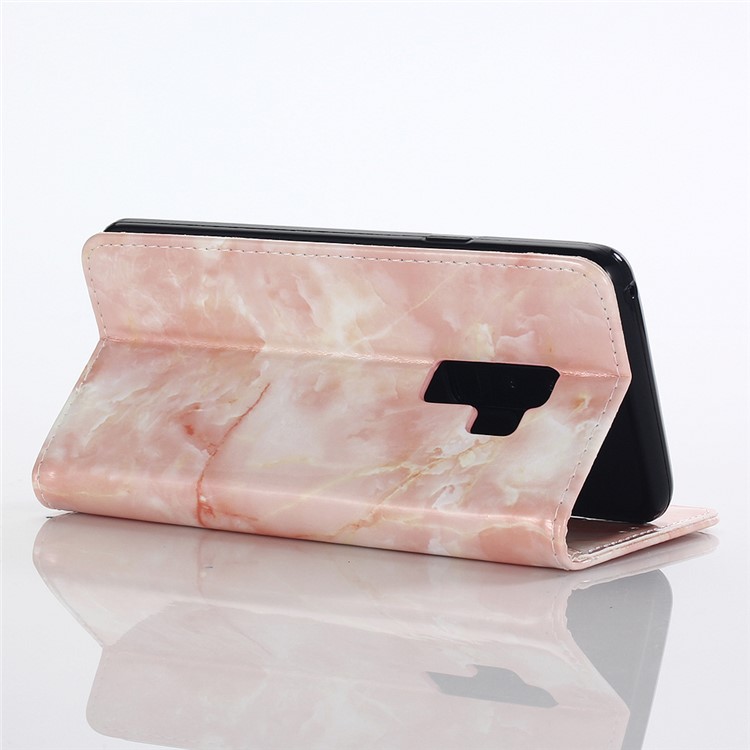 Marble Grain Wallet Leather Protection Case for Samsung Galaxy S9+ SM-G965 - Pink-4