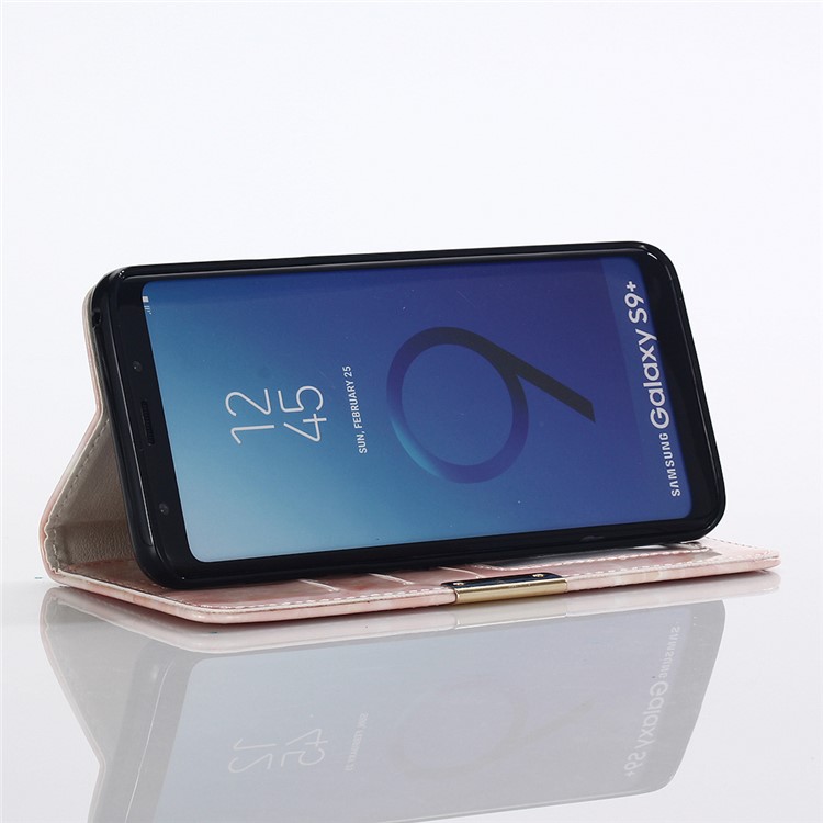 Marble Grain Wallet Leather Protection Case for Samsung Galaxy S9+ SM-G965 - Pink-5