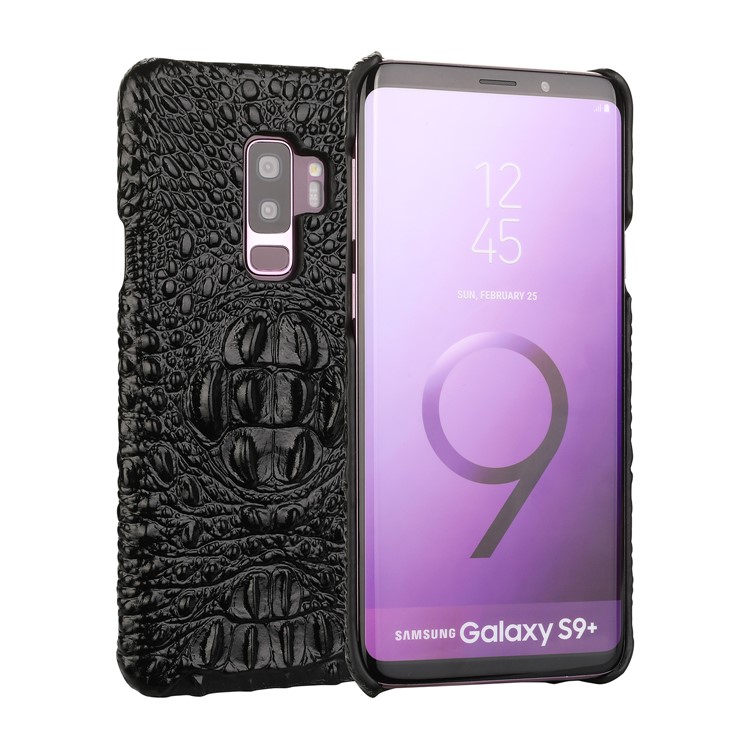 Crocodile Texture Genuine Leather Coated Plastic Mobile Phone Case for Samsung Galaxy S9+ G965 - Black-1