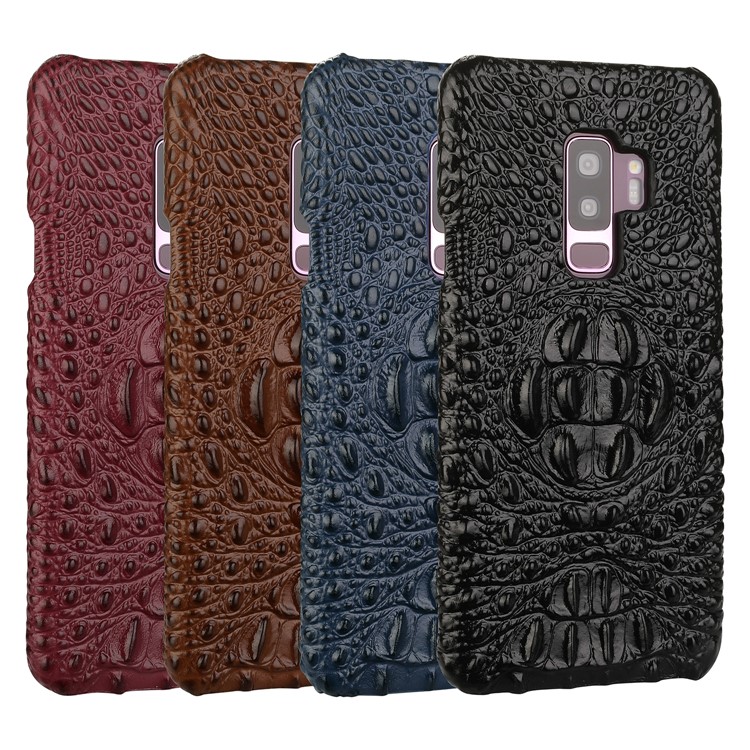 Crocodile Texture Genuine Leather Coated Plastic Mobile Phone Case for Samsung Galaxy S9+ G965 - Black-12