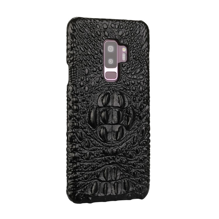 Crocodile Texture Genuine Leather Coated Plastic Mobile Phone Case for Samsung Galaxy S9+ G965 - Black-3