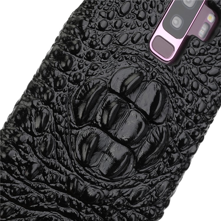 Crocodile Texture Genuine Leather Coated Plastic Mobile Phone Case for Samsung Galaxy S9+ G965 - Black-6