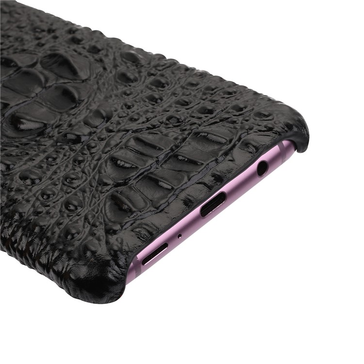 Crocodile Texture Genuine Leather Coated Plastic Mobile Phone Case for Samsung Galaxy S9+ G965 - Black-8