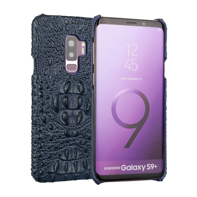 Crocodile Texture Genuine Leather Coated Plastic Protection Cover for Samsung Galaxy S9+ G965 - Blue-1