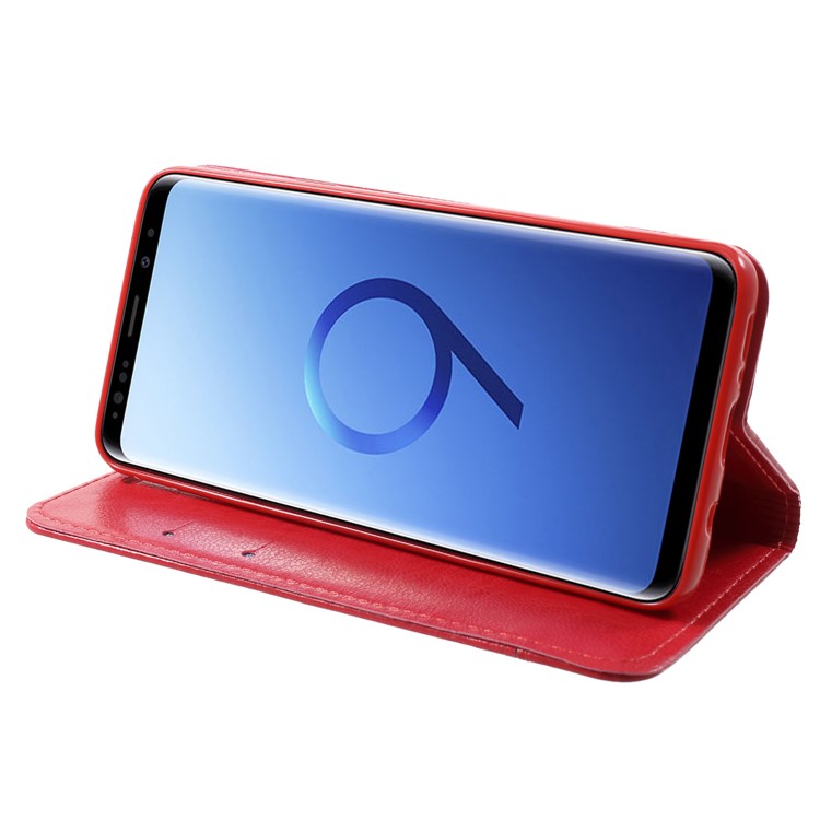 Copertura In Tessuto Autoassorbita In Pelle PU Con Tasche Per Samsung Galaxy S9 + SM-G965 - Rosso-4
