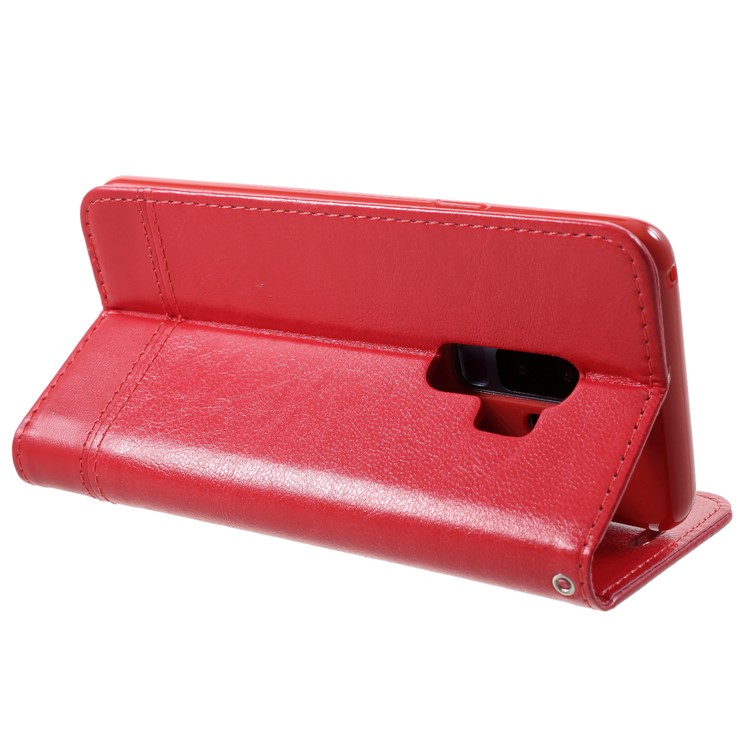 Copertura In Tessuto Autoassorbita In Pelle PU Con Tasche Per Samsung Galaxy S9 + SM-G965 - Rosso-5