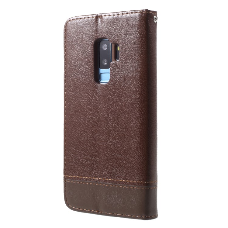 Splicing PU Leather Auto-absorbed Stand Shell with Card Slots for Samsung Galaxy S9 Plus SM-G965 - Brown-2