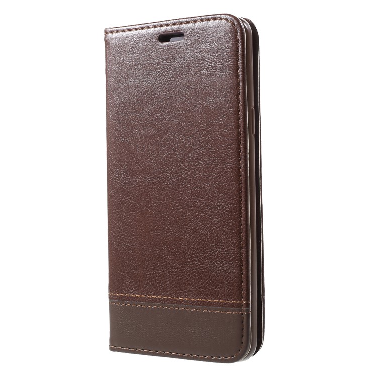 Splicing PU Leather Auto-absorbed Stand Shell with Card Slots for Samsung Galaxy S9 Plus SM-G965 - Brown-3