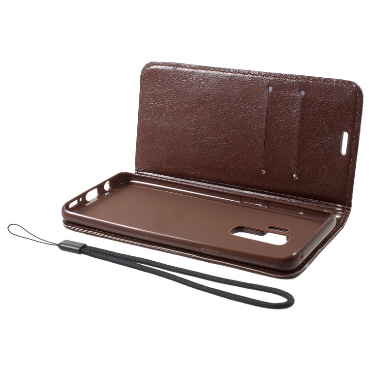 Splicing PU Leather Auto-absorbed Stand Shell with Card Slots for Samsung Galaxy S9 Plus SM-G965 - Brown-6