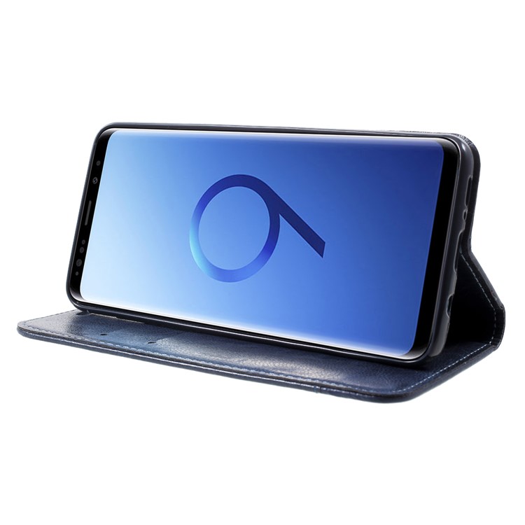 Splicing PU Leather Auto-absorbed Stand Casing with Card Slots for Samsung Galaxy S9 Plus SM-G965 - Blue-4