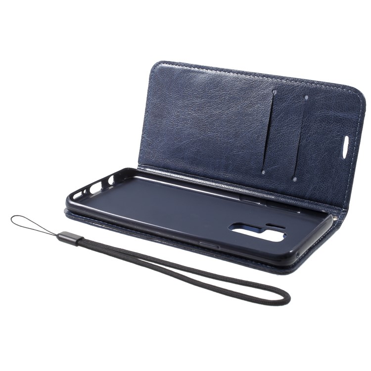 Splicing PU Leather Auto-absorbed Stand Casing with Card Slots for Samsung Galaxy S9 Plus SM-G965 - Blue-6