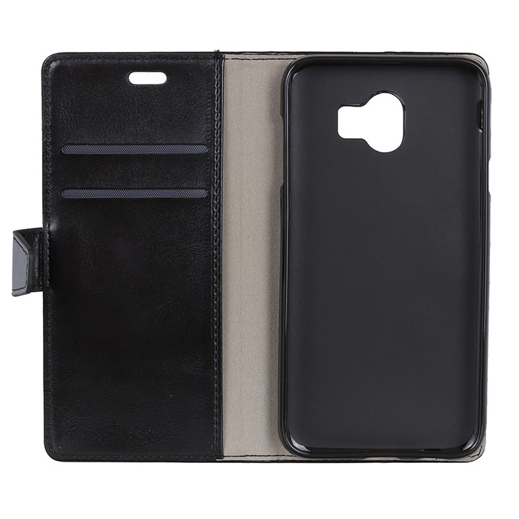 Crazy Horse Texture Wallet Stand Leather Cell Phone Case for Samsung Galaxy J4 (2018) - Black-4