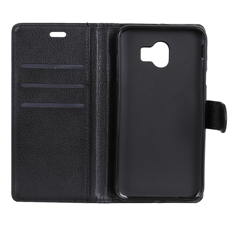 Litchi Skin Wallet Leather Stand Case for Samsung Galaxy J4 (2018) - Black-9