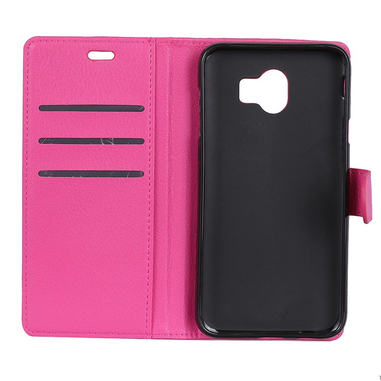 Litchi Skin Wallet Leather Stand Phone Casing for Samsung Galaxy J4 (2018) - Rose-7