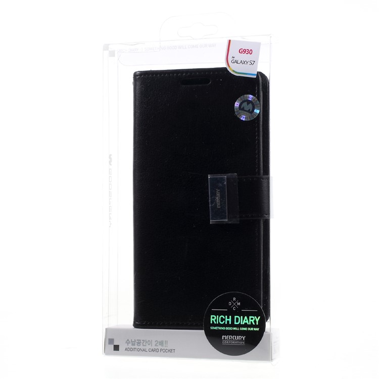 MERCURY GOOSPERY Rich Diary Leather Case for Samsung Galaxy S7 - Black-10