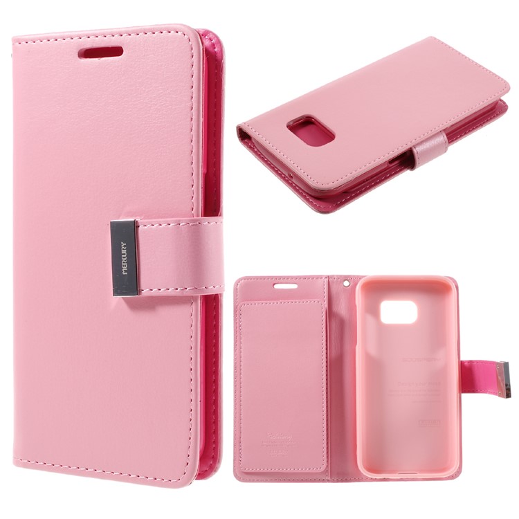 MERCURY GOOSPERY Rich Diary Leather Case for Samsung Galaxy S7 - Pink-1