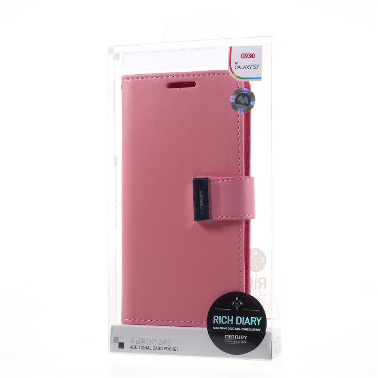 MERCURY GOOSPERY Rich Diary Leather Case for Samsung Galaxy S7 - Pink-10