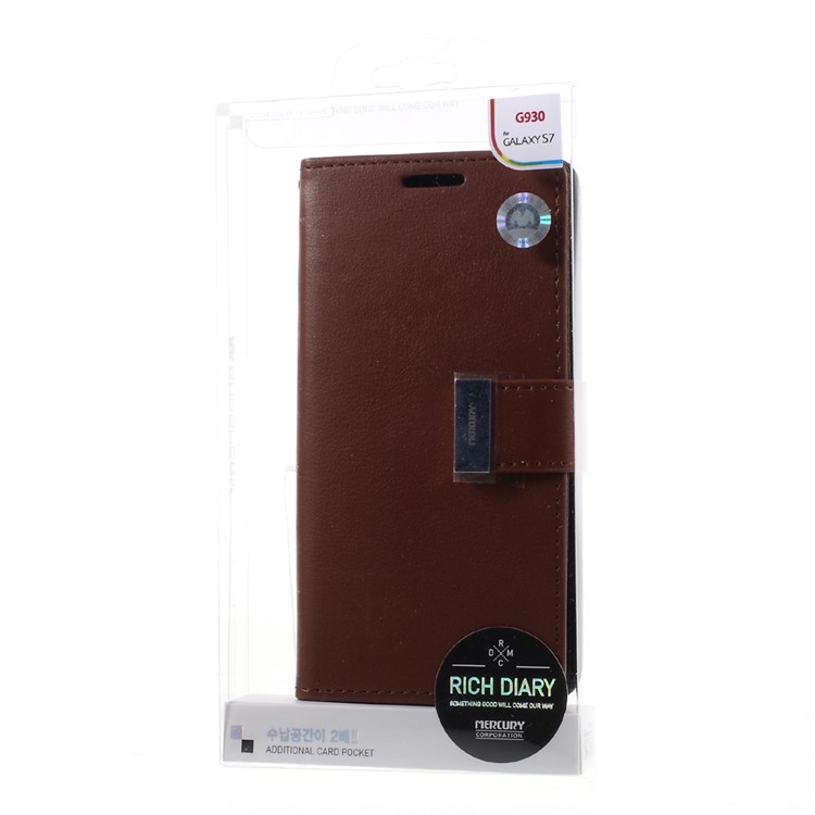 MERCURY GOOSPERY Rich Diary Card Slots Leather Case for Samsung Galaxy S7 - Brown-10