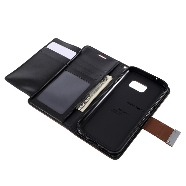 MERCURY GOOSPERY Rich Diary Card Slots Leather Case for Samsung Galaxy S7 - Brown-6