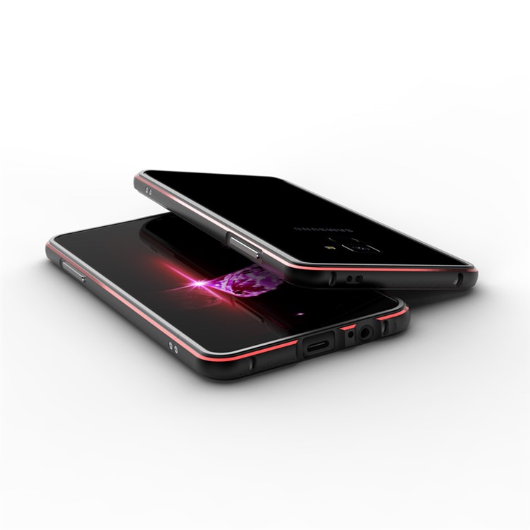 Screw Lock Plated Aluminium Alloy Bumper for Samsung Galaxy A8+ (2018) - Black / Red-1