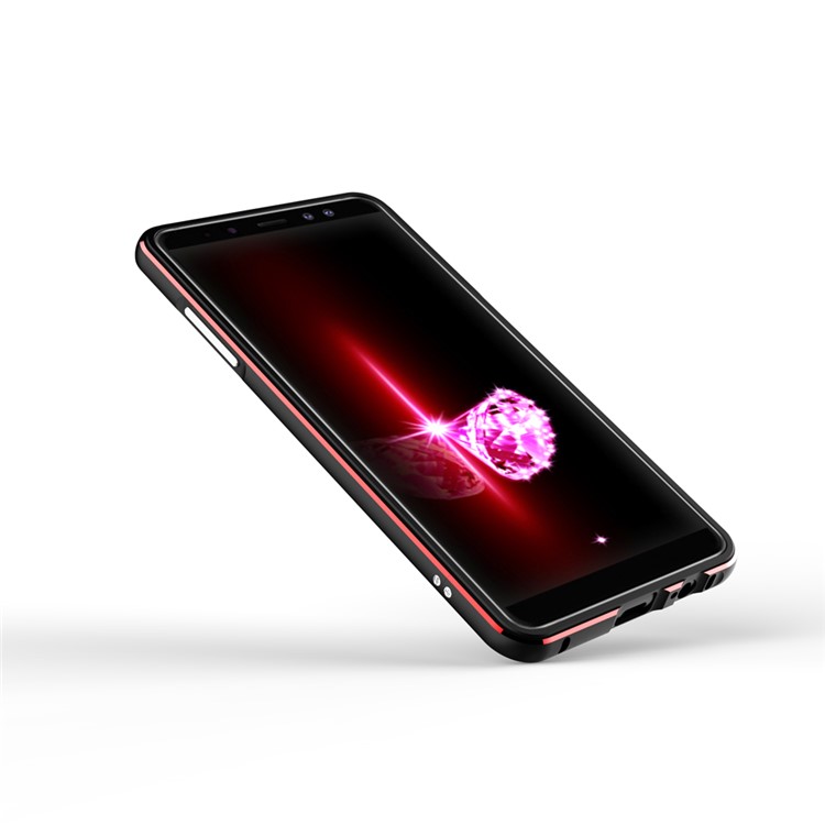 Screw Lock Plated Aluminium Alloy Bumper for Samsung Galaxy A8+ (2018) - Black / Red-2